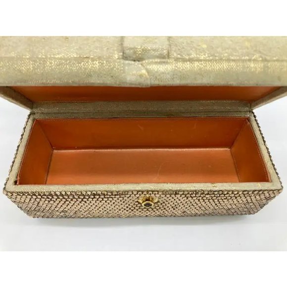 Vintage Judith Leiber Gold Suede and Swarovski Minaudiere - Picture 8 of 11